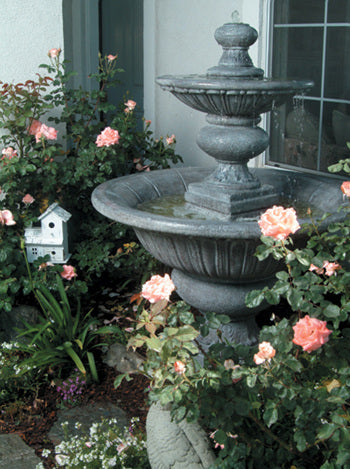 2-Tier Formal Garden Fountain in Cast Stone - Fiore Stone 2072-F