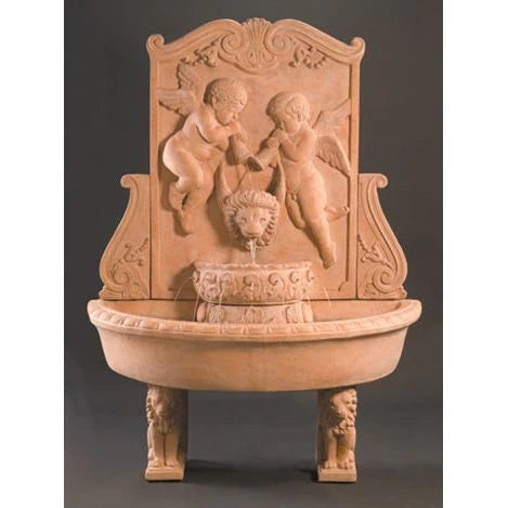 Cherub Wall Fountain in Cast Stone - Fiore Stone 293-FW