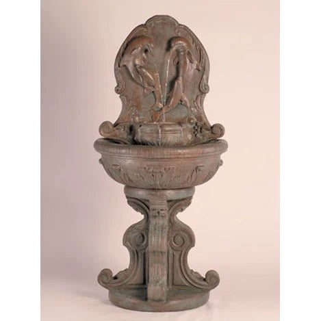 Classic Dolphin Wall Fountain in Cast Stone - Fiore Stone 2060-FW