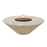 Oblique round fire table with white stone and black lava rocks