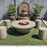 round fire table with 4 stone seats