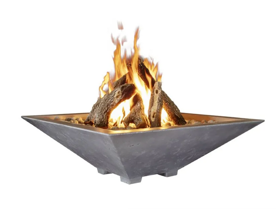 Oblique Square Fire Pit with wooden logs