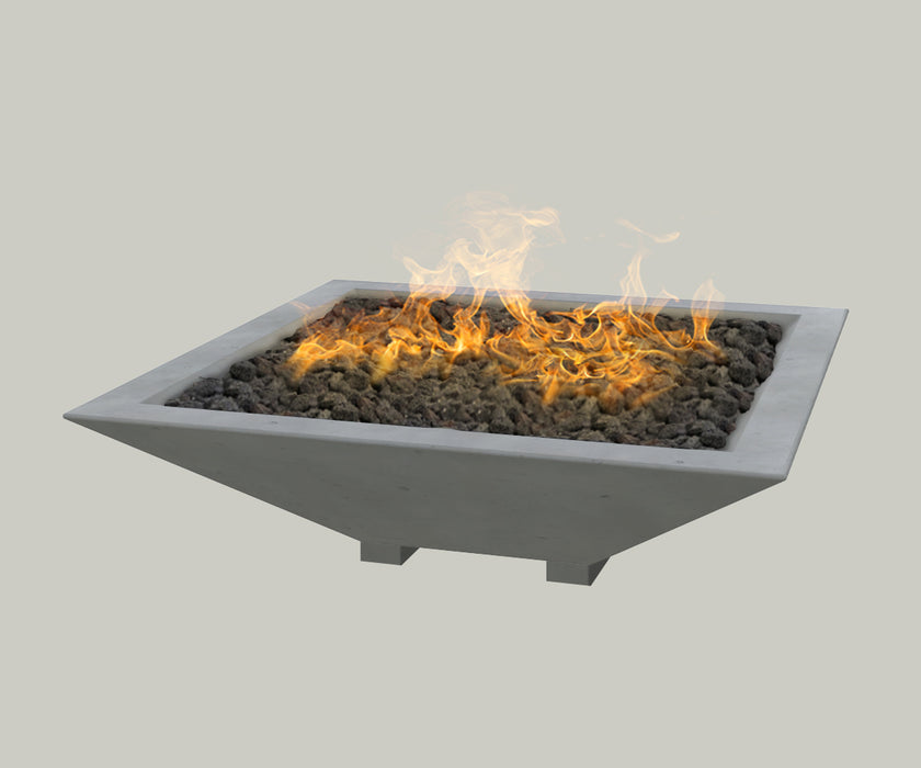 oblique square fire pit with legs and lava rocks